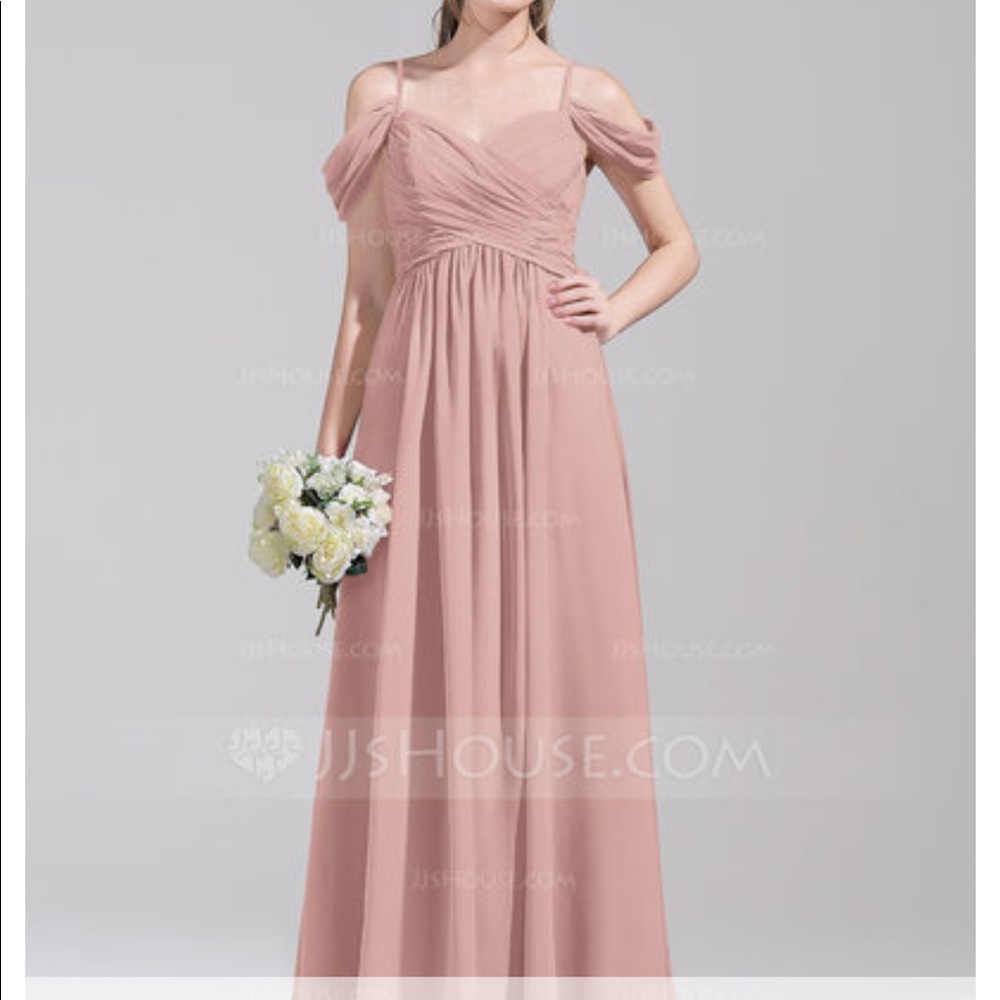 Dusty mauve/rose cold shoulder bridesmaid dress